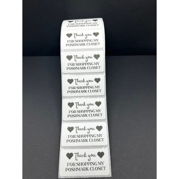 Set of 100 Handmade Thank you Stickers Thank you for Shopping my Poshmark Closet - Picture 1 of 4
